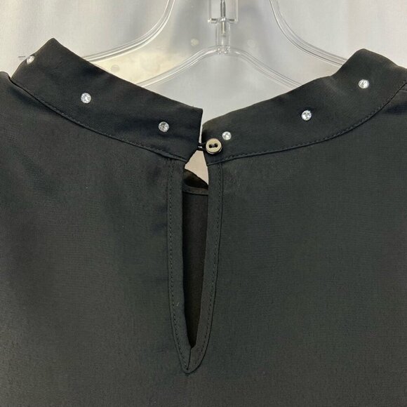Divided Womens Blouse Black Short Sleeve Studded Mock Neck Boxy Fit Plus 18 - Picture 5 of 11